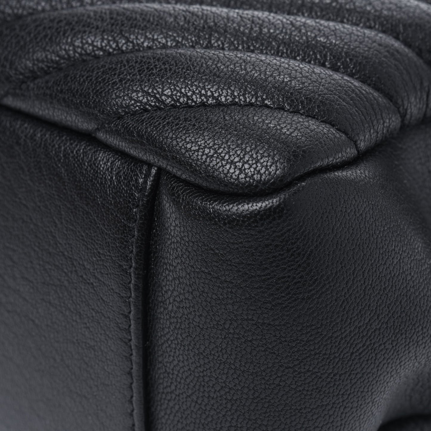 Sheepskin Matelasse Chevron Monogram Monochrome Large College Satchel Black