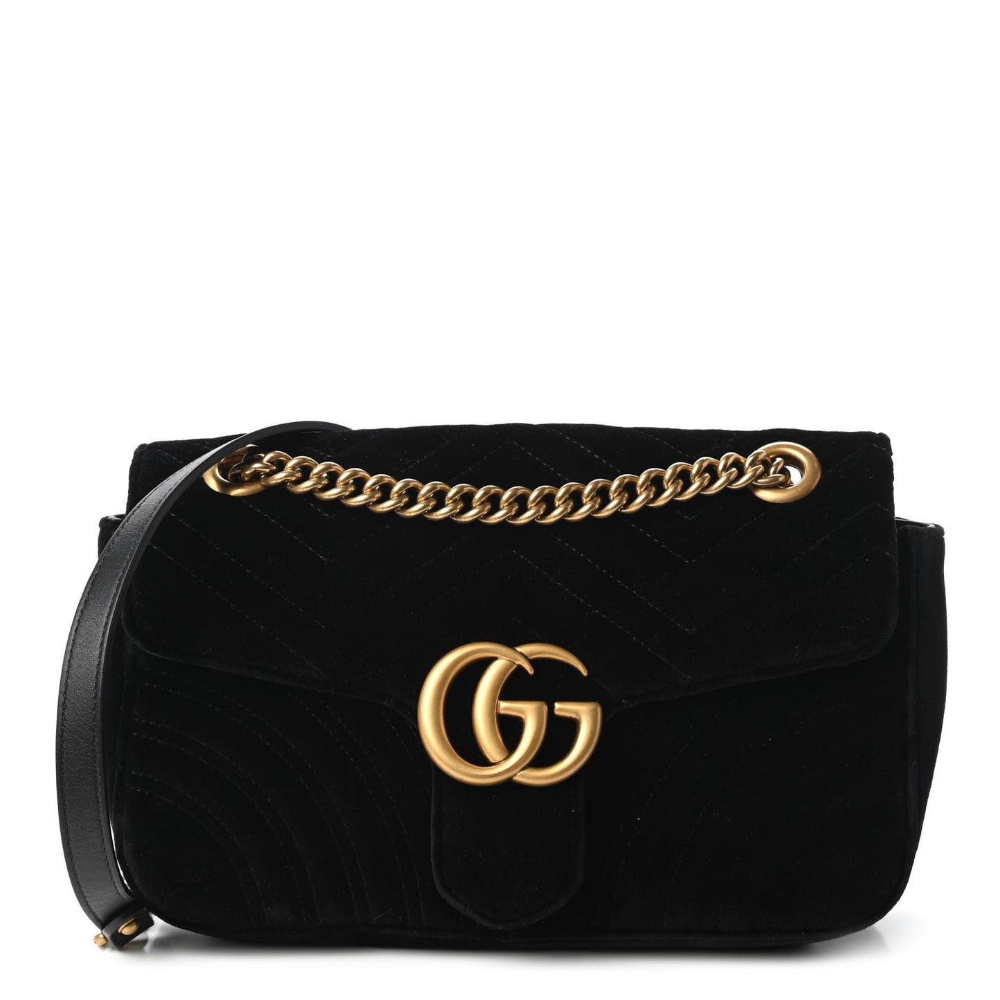 Velvet Matelasse Small GG Marmont Shoulder Bag Black