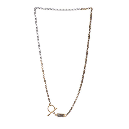 Christian Dior Crystal Logo Chain Necklace Gold Silver 3 of 6