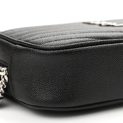 Saint Laurent Grain De Poudre Matelasse Monogram Mini Lou Camera Bag Black 9 of 11