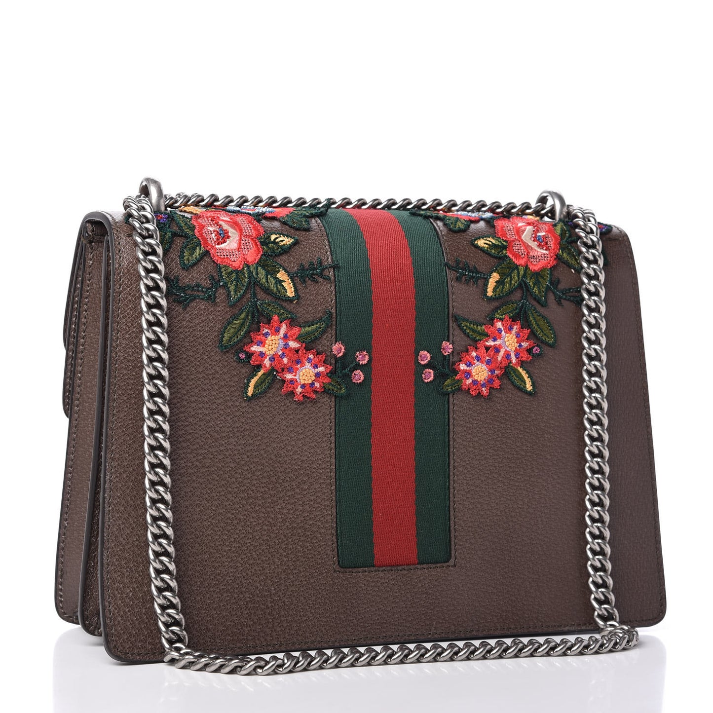 Calfskin Web Owl Embroidered Medium Dionysus Shoulder Bag New Acero Multicolor