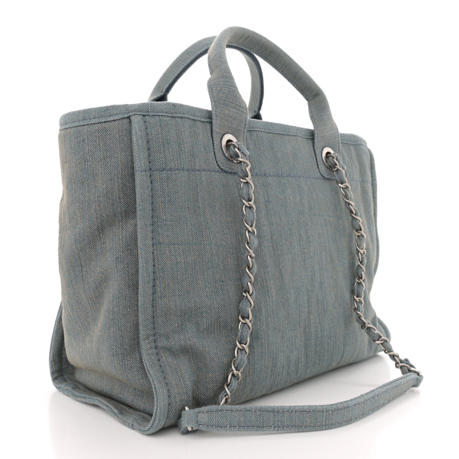 Chanel Denim Small Deauville Tote Light Blue 4 of 11