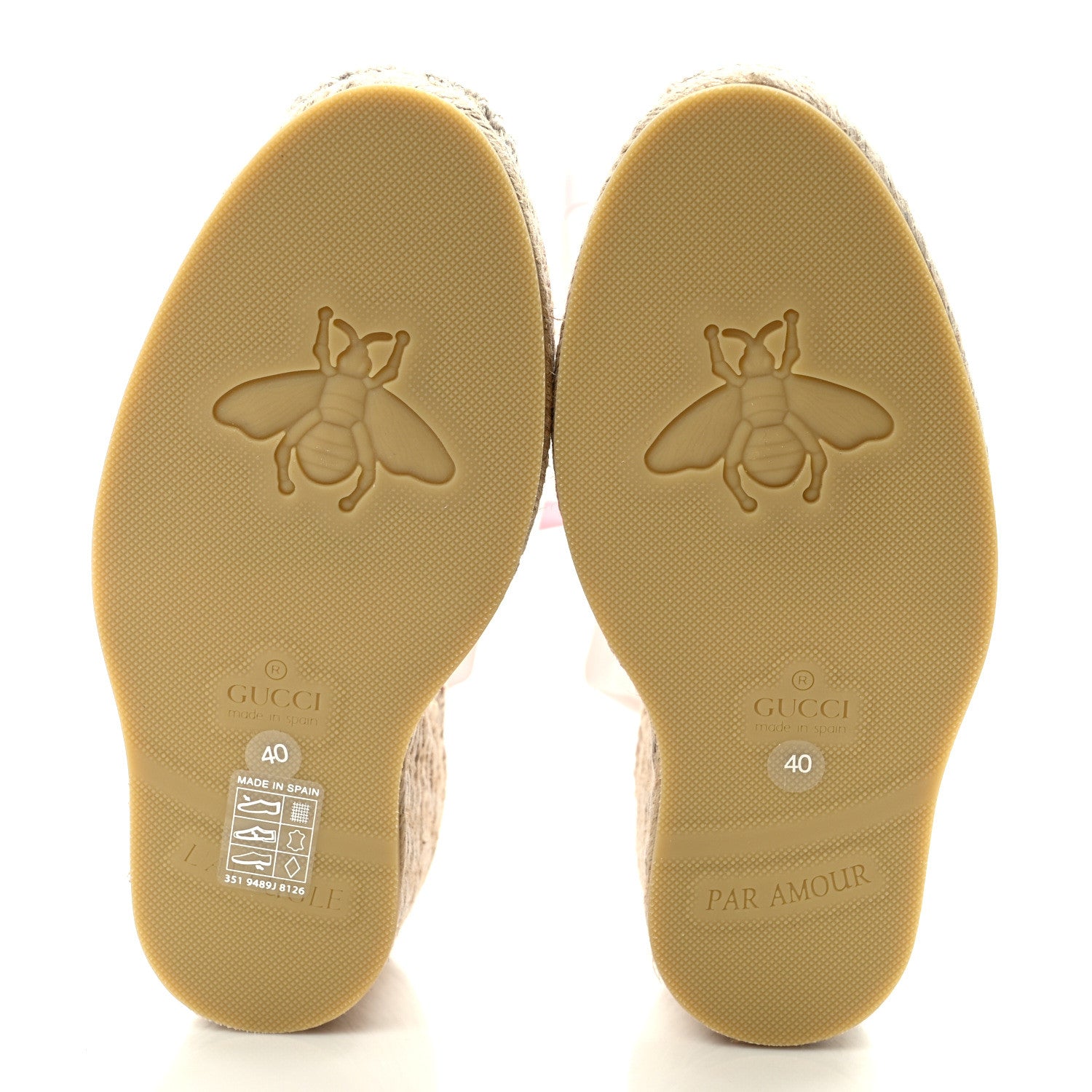 Gucci Canvas Grossgrain Embroidered Judit Ankle Wrap Platform 35/120mm Espadrille Wedges 40 White Shell 5 of 8