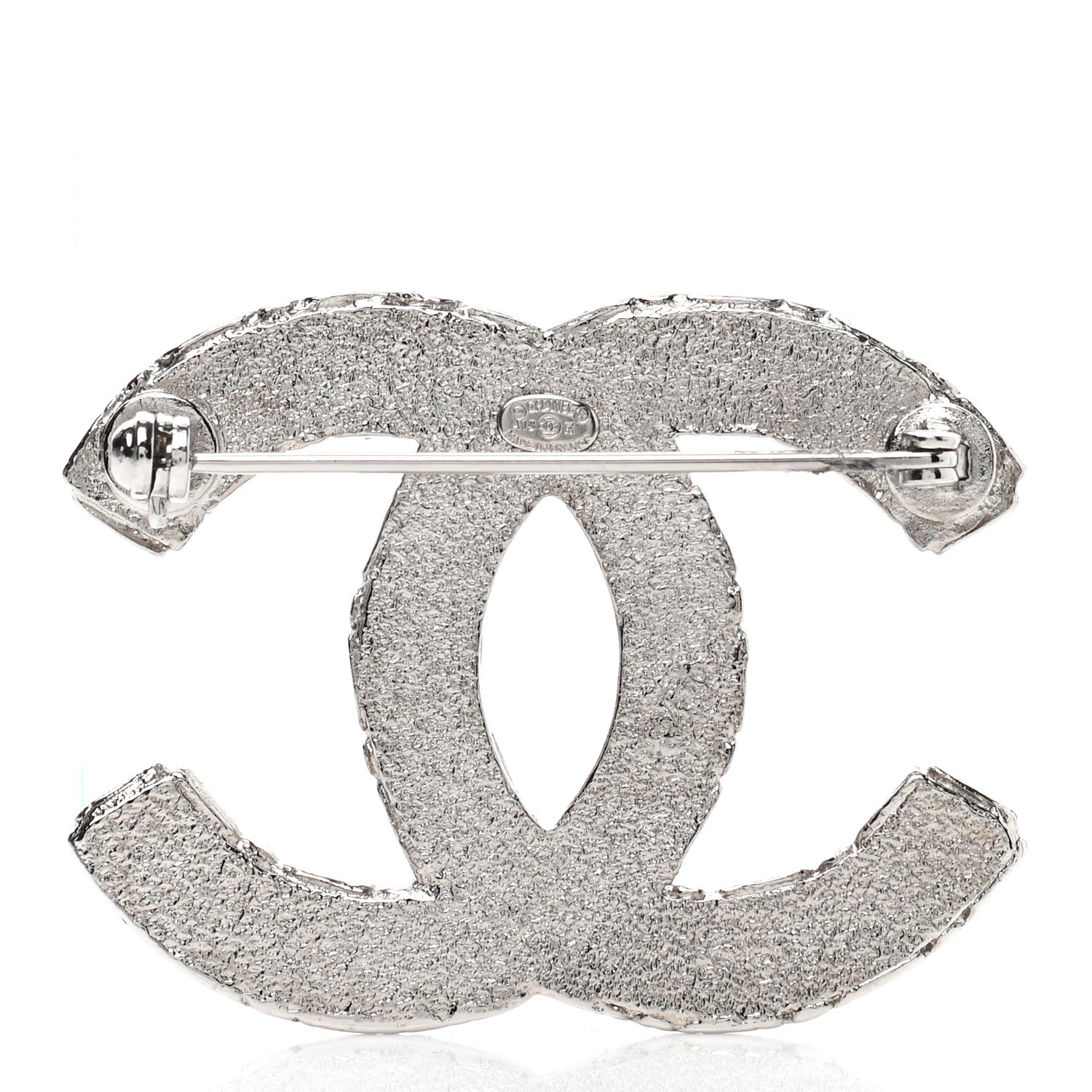 Chanel Crystal CC Brooch Silver 3 of 5