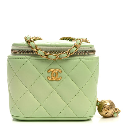 Chanel Lambskin Quilted Pearl Crush Mini Vanity Case With Chain Light Green 1 of 11