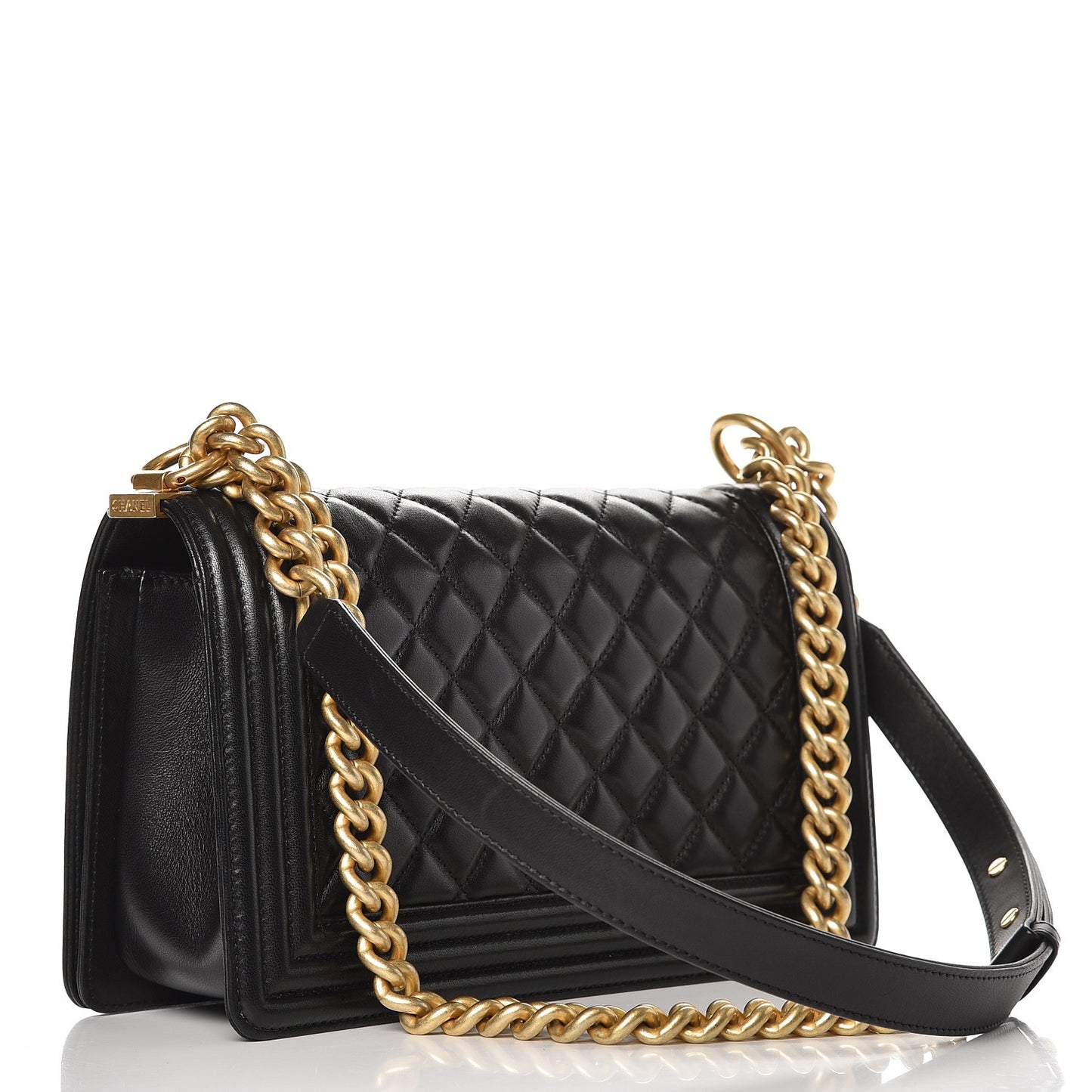 Lambskin Quilted Medium Boy Flap Black