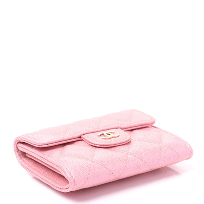 Chanel Iridescent Caviar Flap Quilted Card Holder Wallet Pink 3 of 10