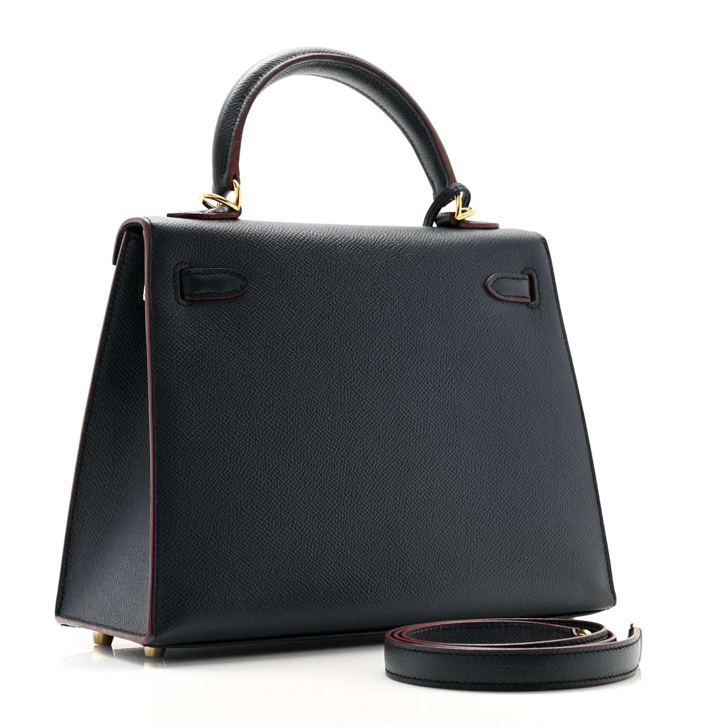 Epsom Contour Kelly Sellier 25 Bleu Indigo Rouge H