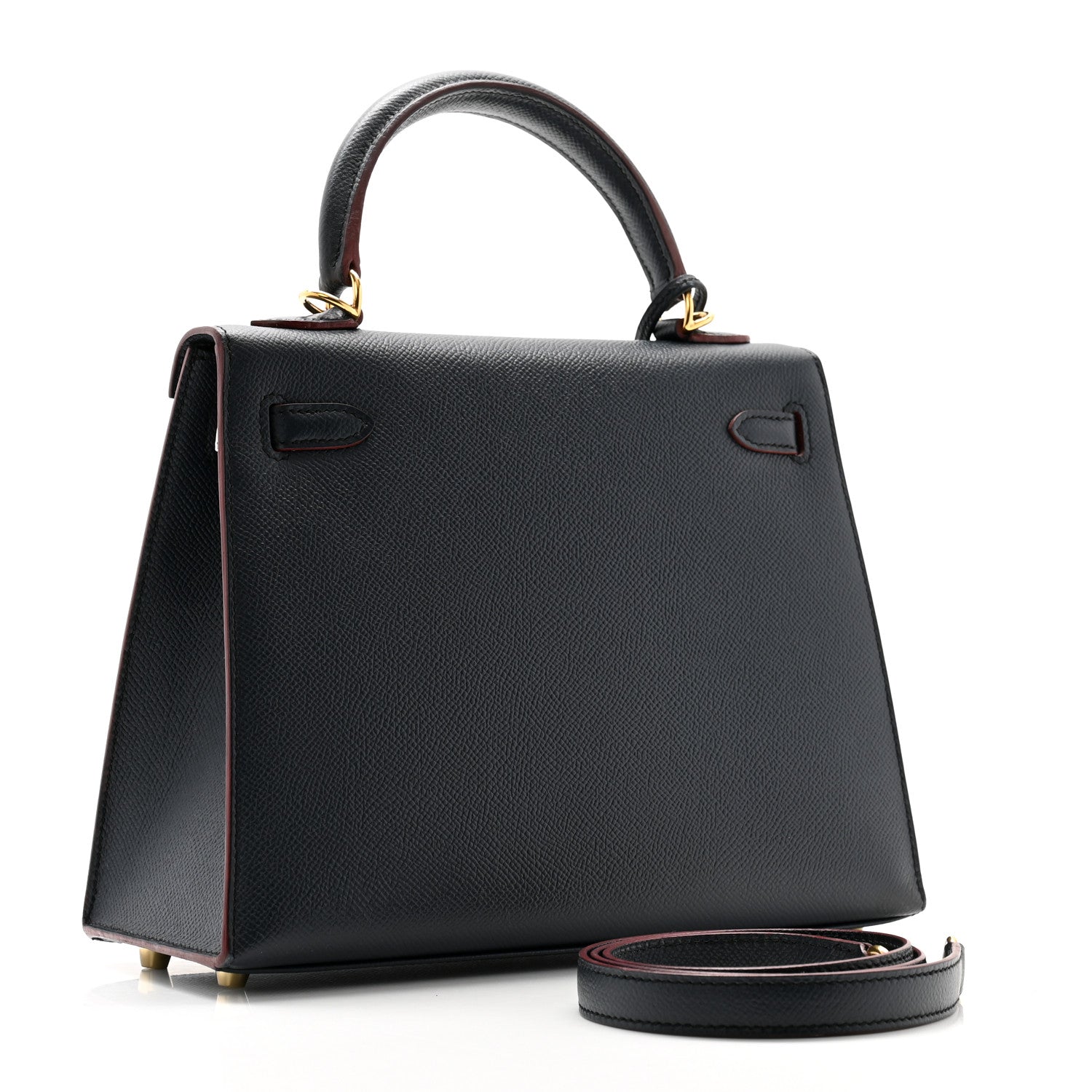 Hermes Epsom Contour Kelly Sellier 25 Bleu Indigo Rouge H 3 of 13
