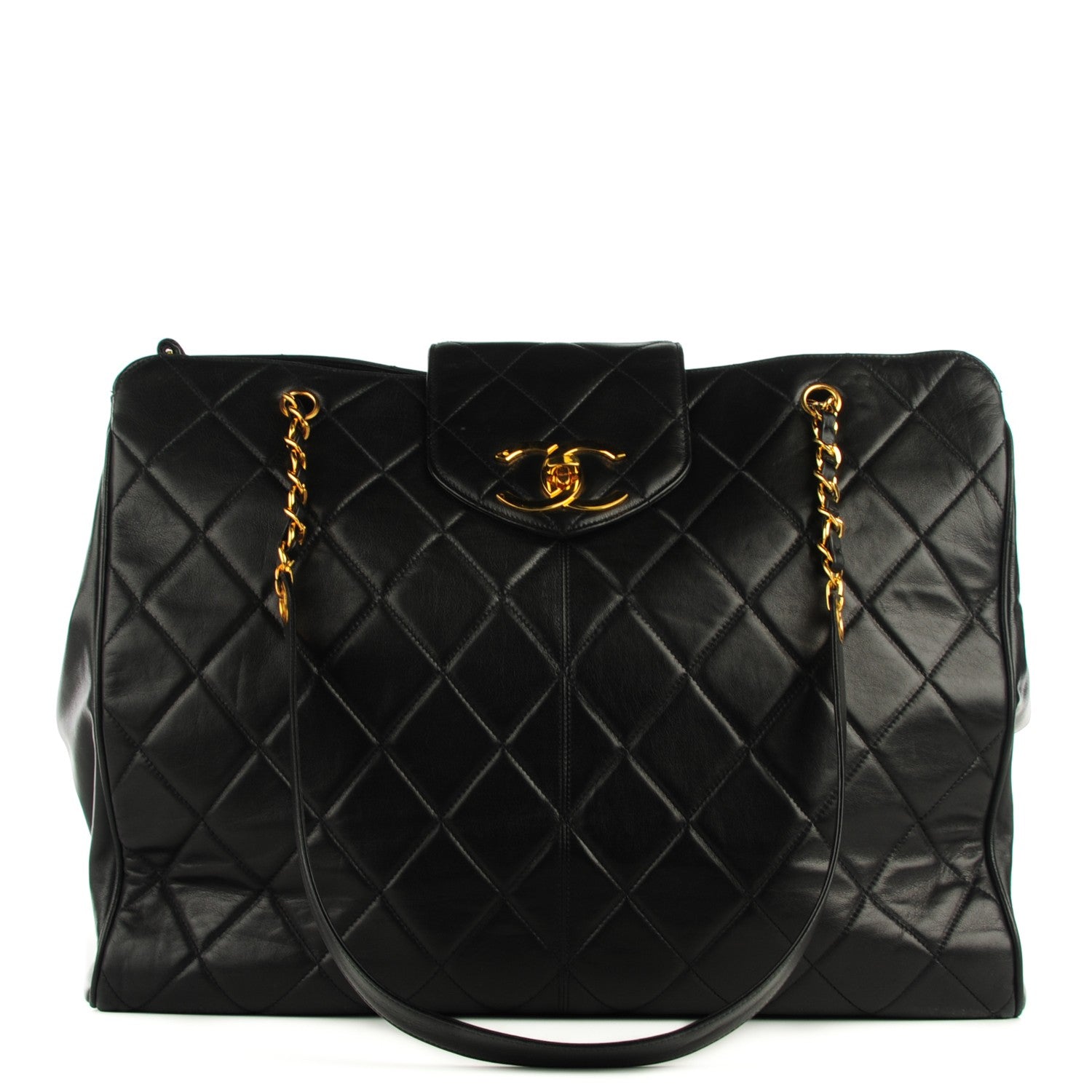Chanel Lambskin Quilted Weekender Shoulder Bag Black 1 of 7
