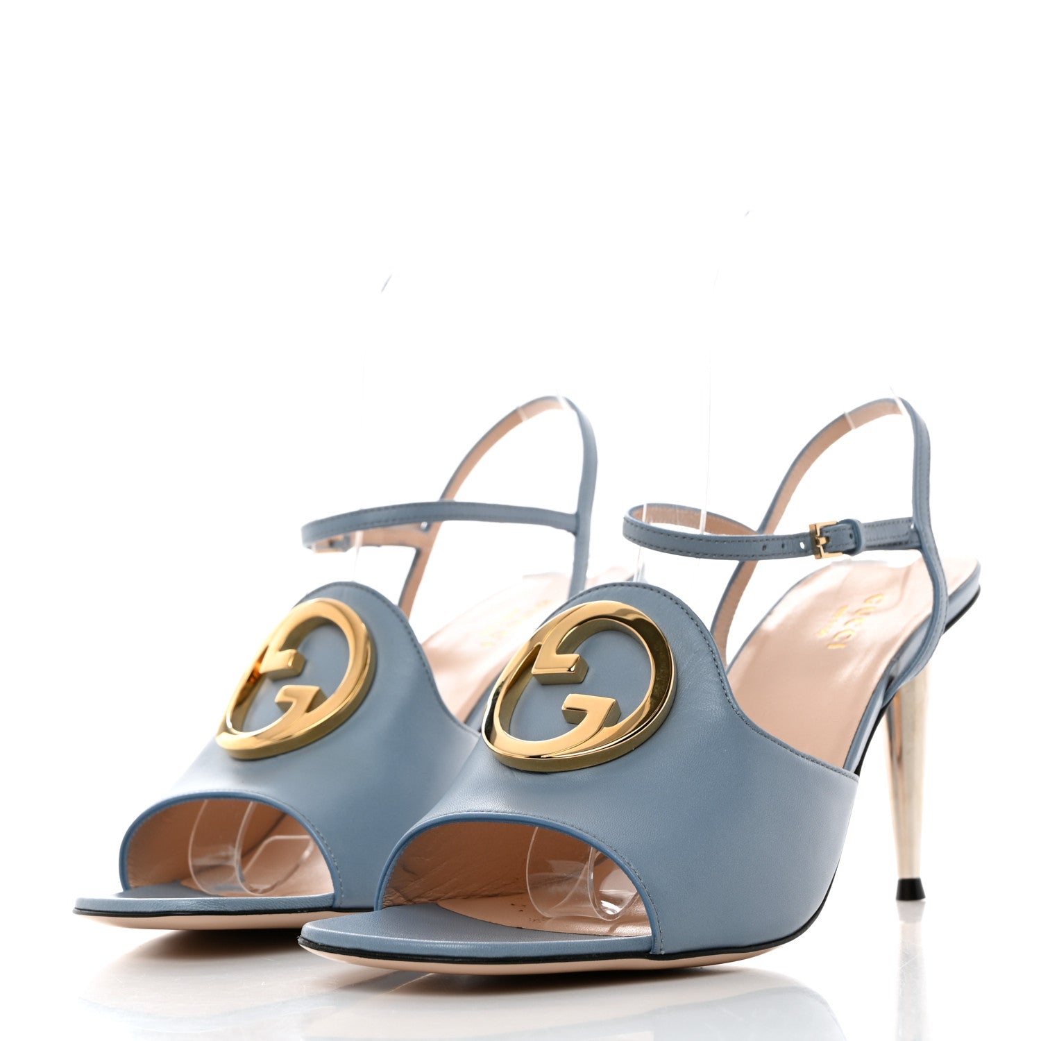 Gucci Malaga Kid Blondie 85mm Slingback Sandals 39 Cloudy Blue 4 of 9