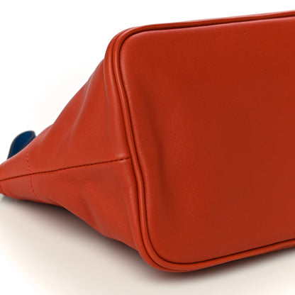 Hermes Lambskin Swift Tohubohu Pouch MM Cornaline Bleu Zellige 9 of 13