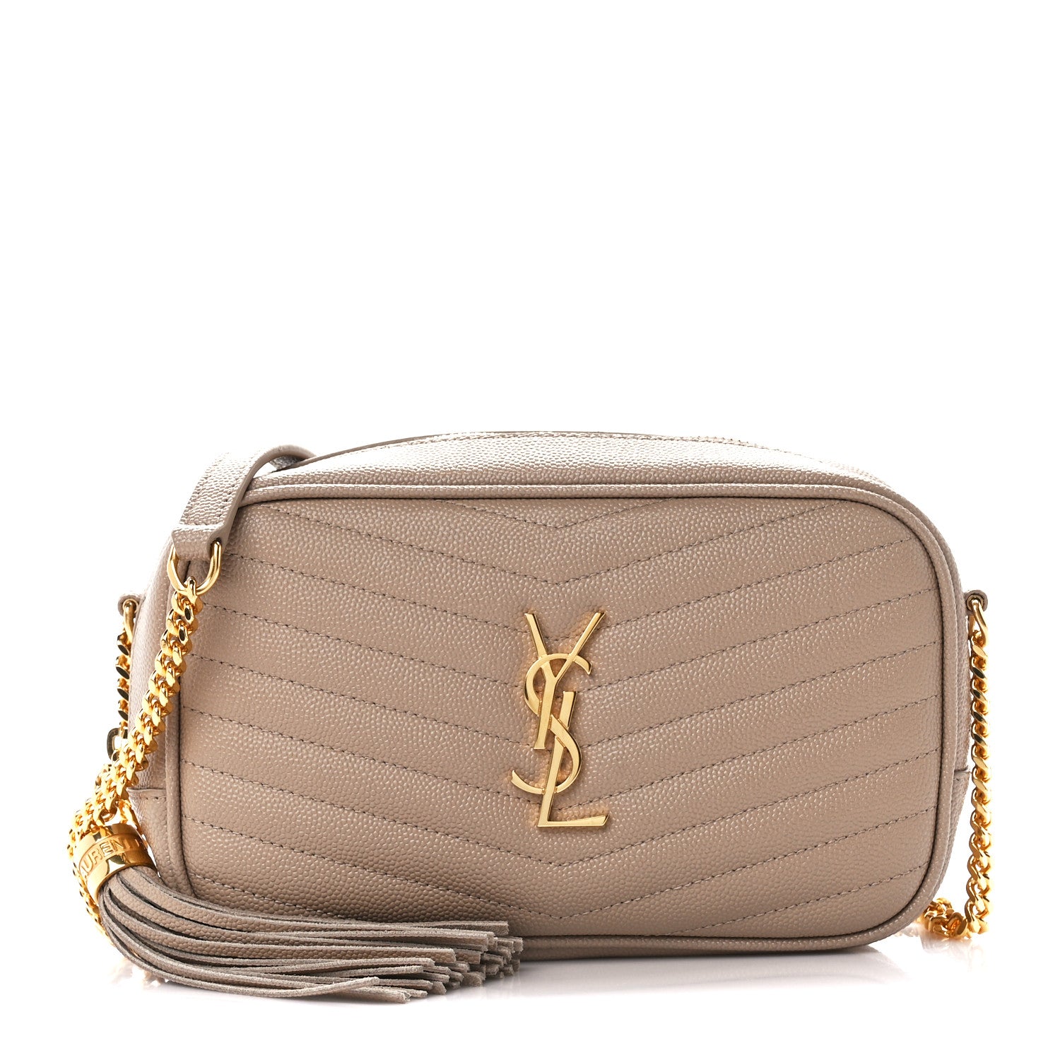 Saint Laurent Grain De Poudre Matelasse Monogram Mini Lou Camera Bag Dark Beige 1 of 10
