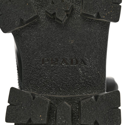 Prada Spazzolato Rois Nylon Metal Triangle Logo Monolith Pouch Pocket 55mm Boots 39 Black 7 of 12