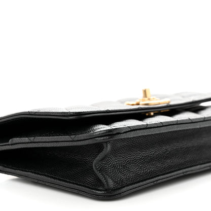 Chanel Caviar Quilted Camellia Wallet On Chain WOC Black 10 of 12