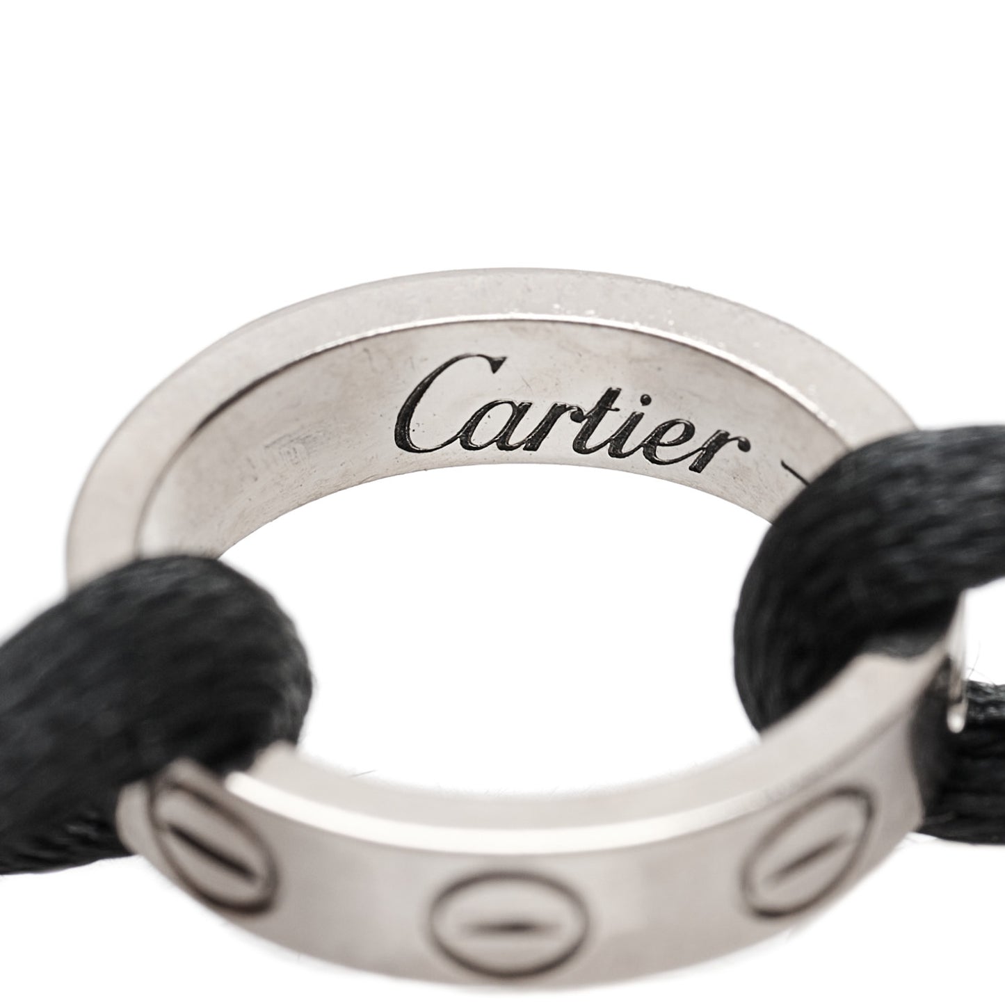 18K White Gold Charity LOVE Adjustable Cord Bracelet Black