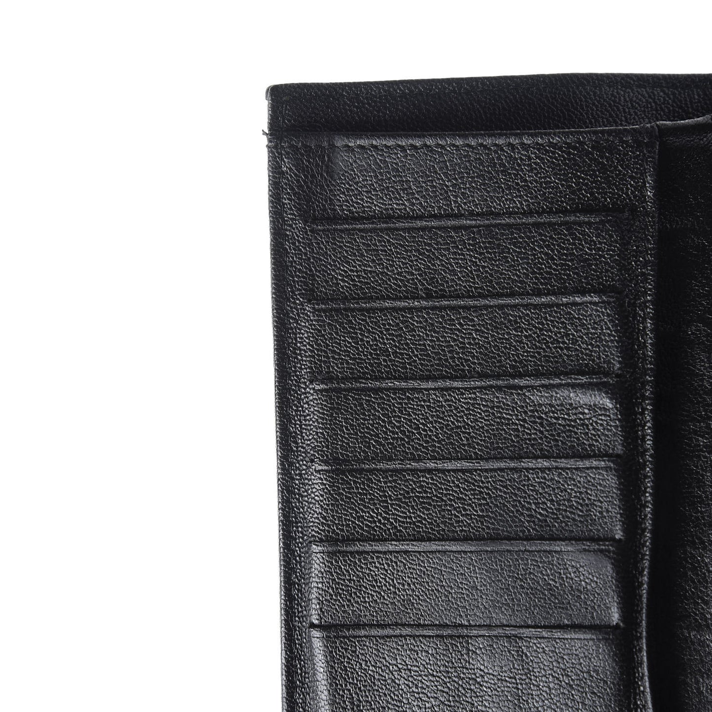 Calfskin Diamond Embossed Long Flap Wallet Black
