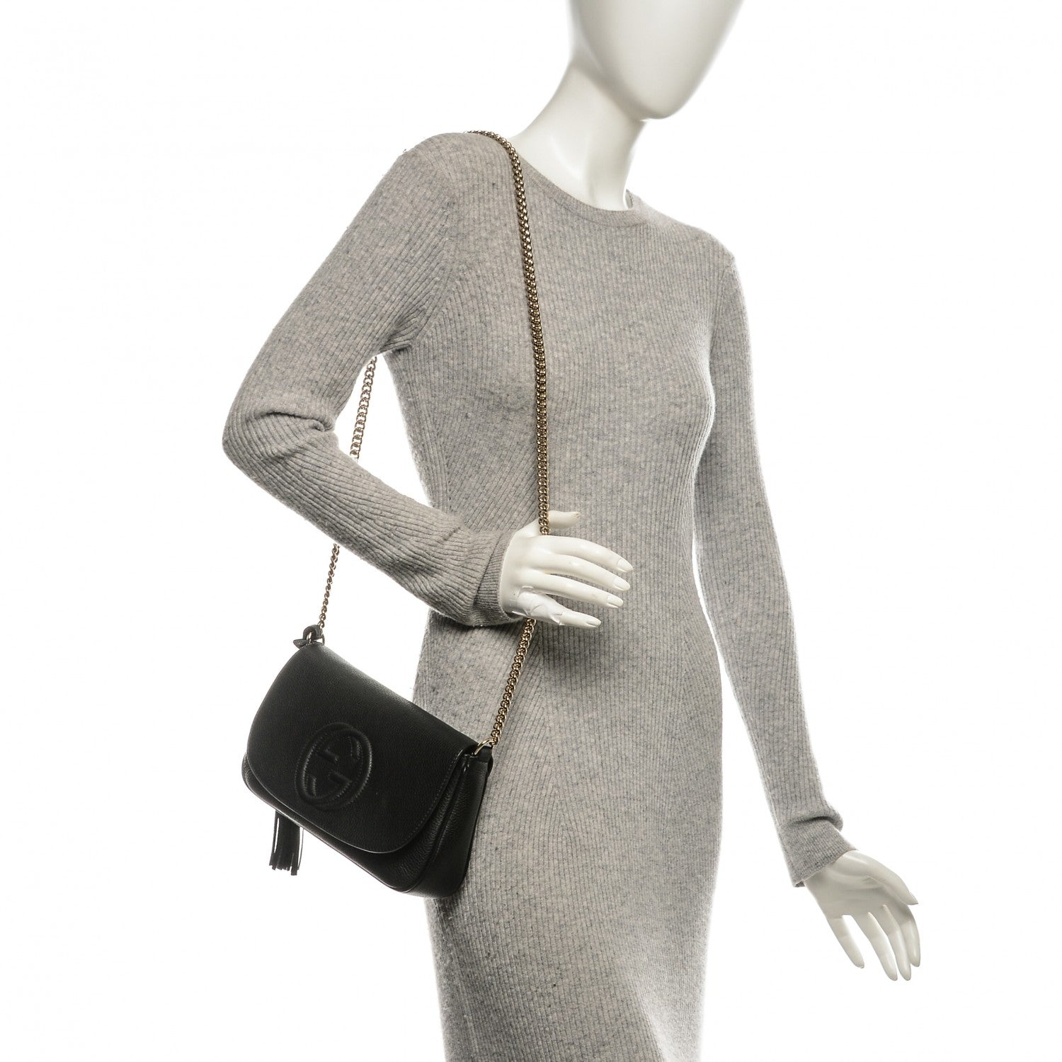 Gucci Pebbled Calfskin Medium Soho Flap Crossbody Black 2 of 8
