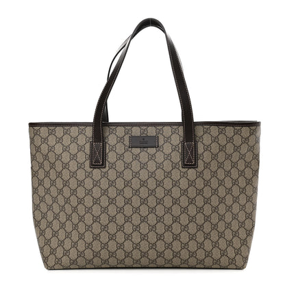 Gucci GG Supreme Monogram Medium Zippered Shopping Tote Dark Brown 1 of 11
