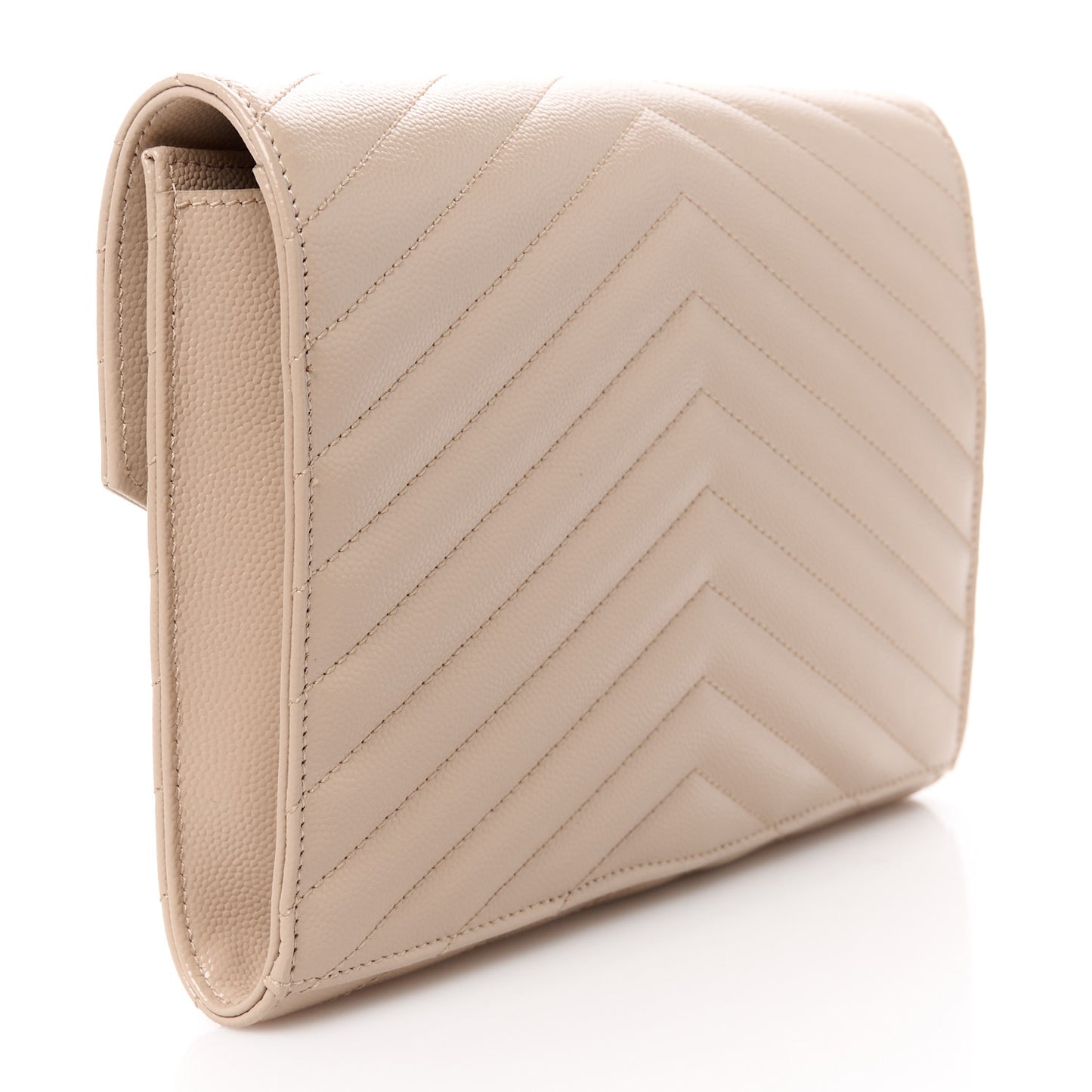 Grain De Poudre Matelasse Chevron Monogram Envelope Clutch Dark Beige