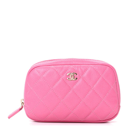 Chanel Caviar Quilted Small Curvy Pouch Cosmetic Case Pink 1 of 10