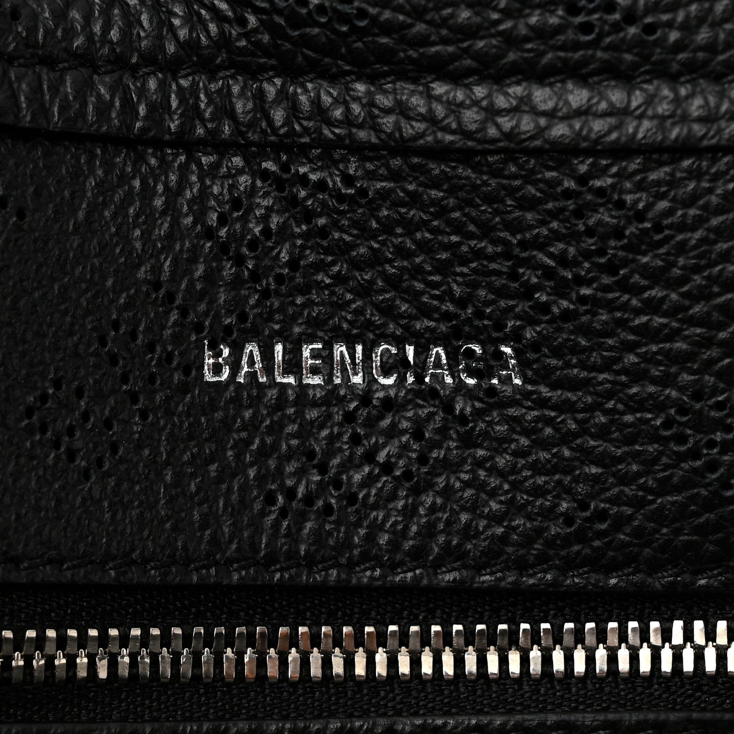 Balenciaga Grained Calfskin Logo Perforated XS Everyday North South Shoulder Tote Bag Black 6 of 10