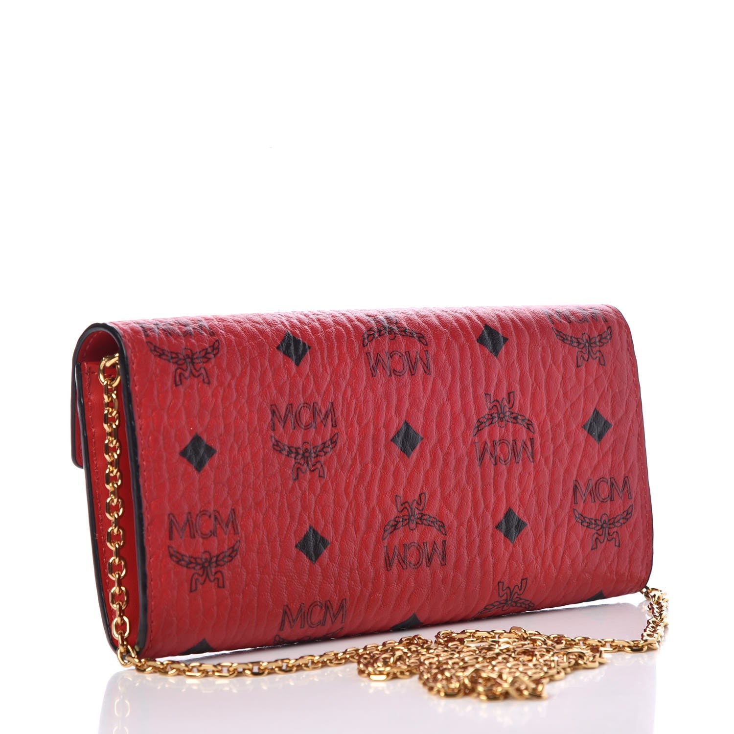 MCM Visetos Large Patricia Chain Wallet Red 3 of 8