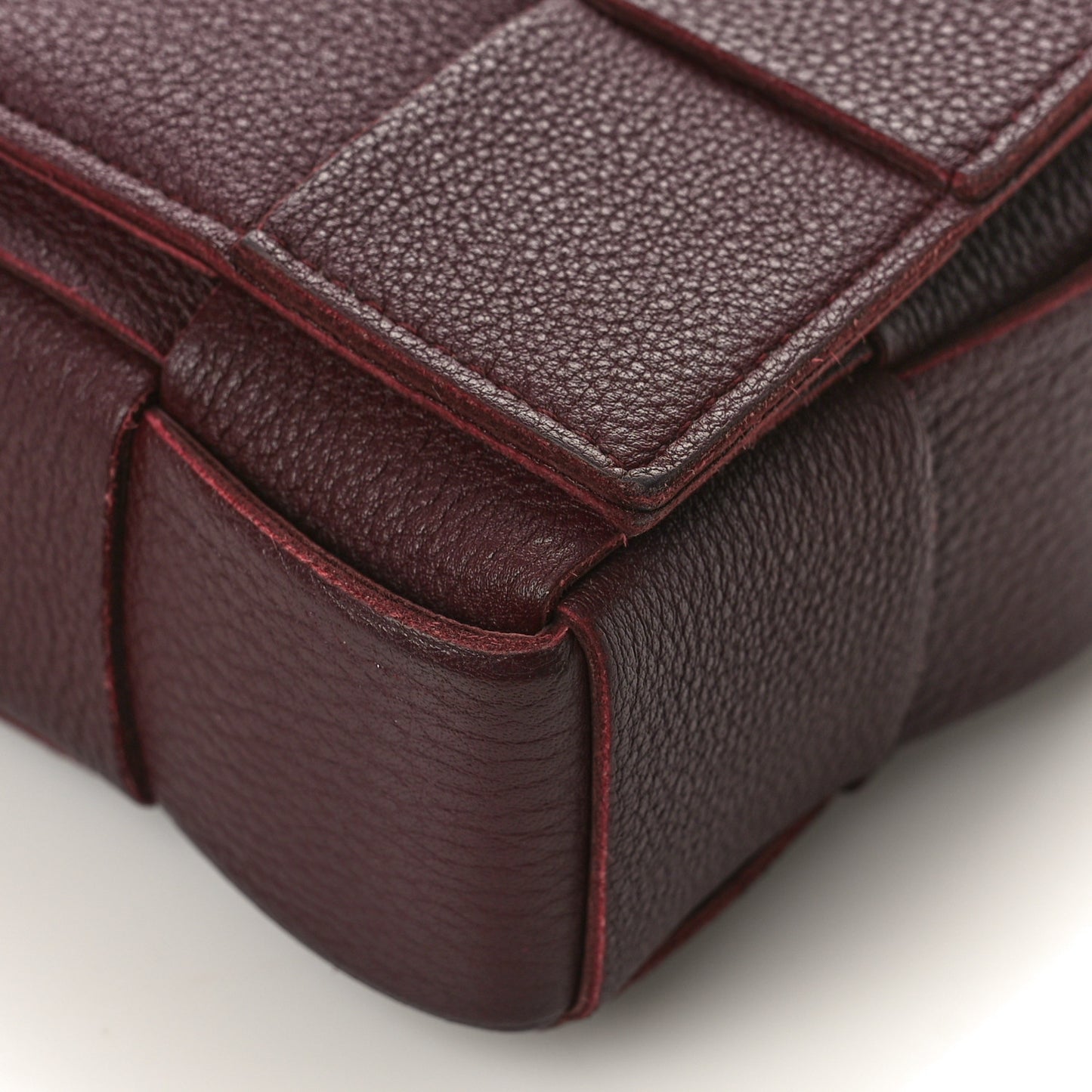 Grained Calfskin Maxi Intrecciato Cassette Crossbody Bag Bordeaux