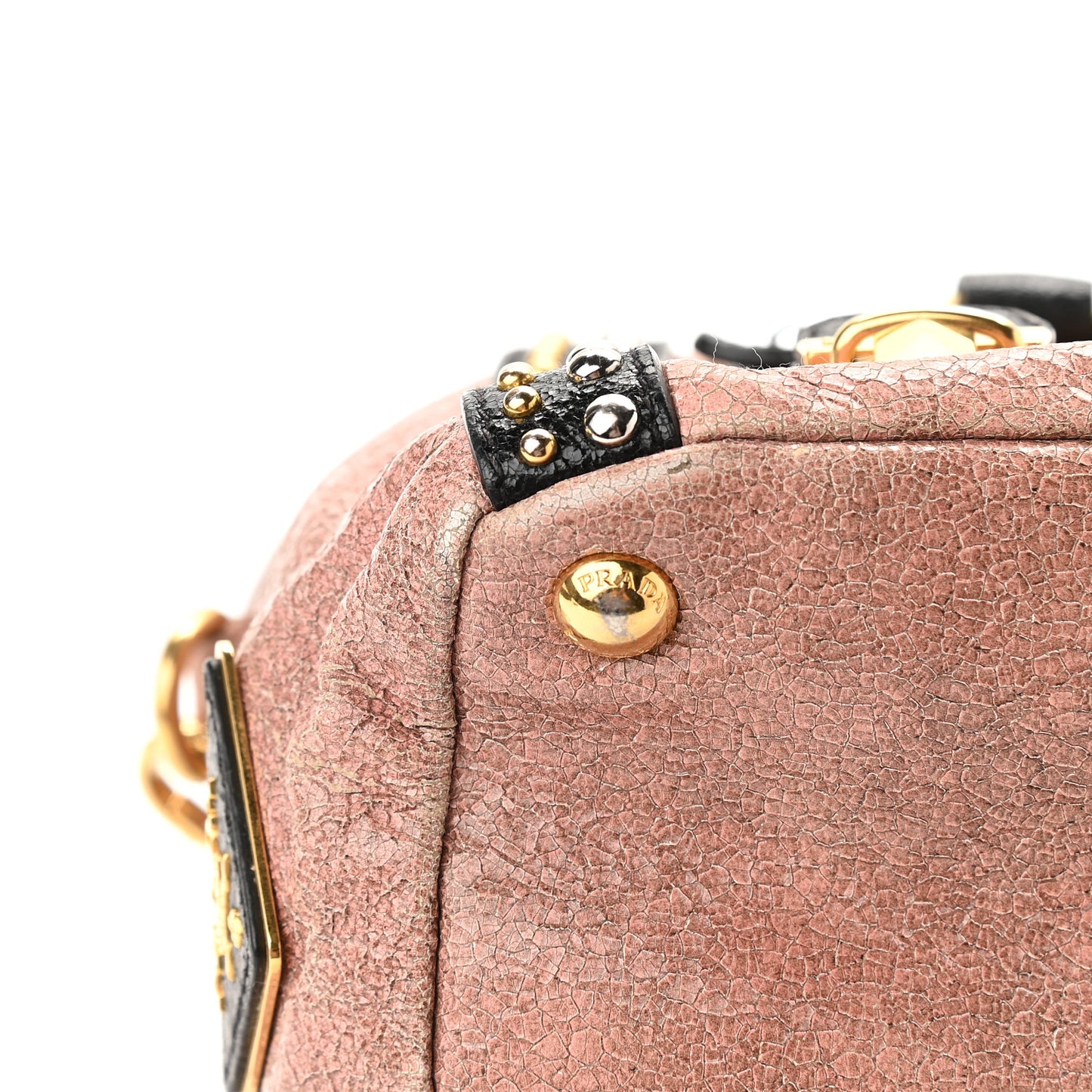 Craquele Studded Shoulder Bag Petalo
