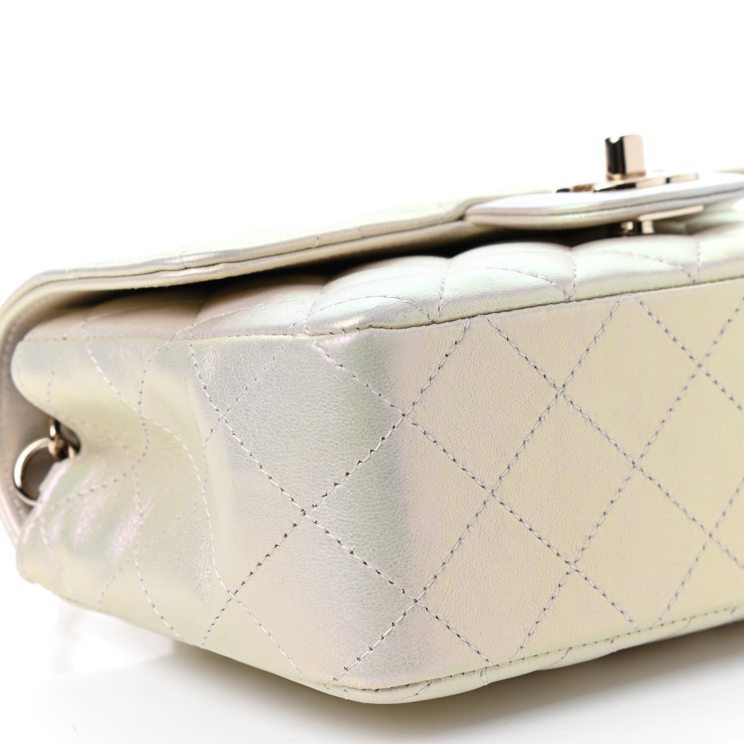 Chanel Iridescent Lambskin Quilted Mini Rectangular Flap Ivory 8 of 10