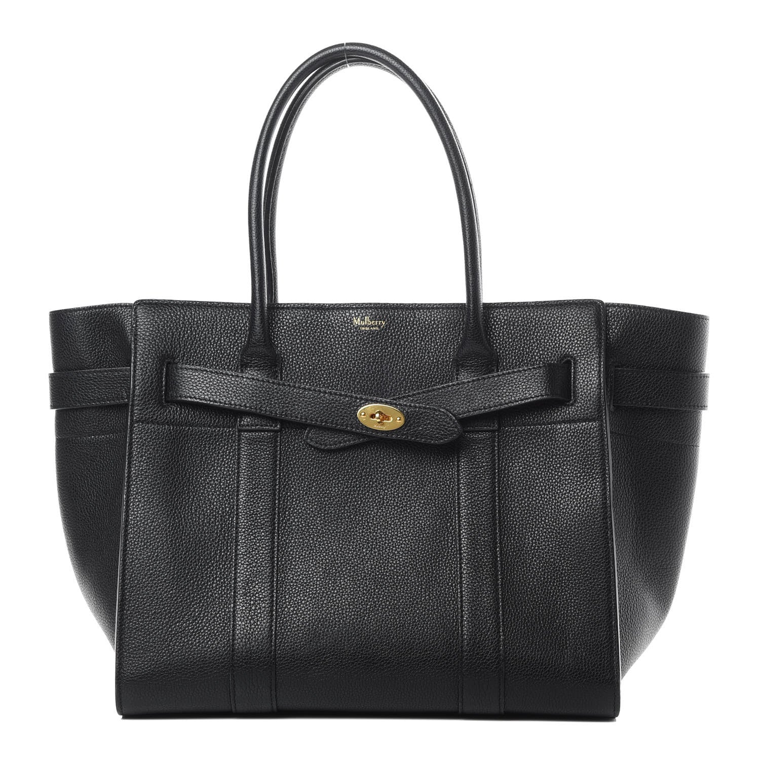 Mulberry Grain Vegetable Tanned Calfskin Zipped Bayswater Black 1 of 17