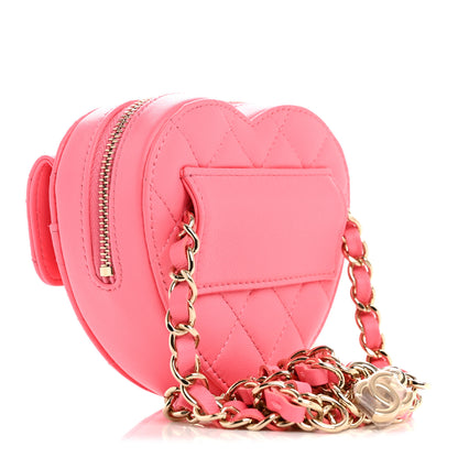 Chanel Lambskin Quilted CC In Love Heart Waist Belt Bag With Chain Pink 3 of 10