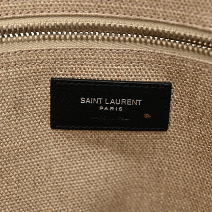 Saint Laurent Linen Calfskin Rive Gauche Tote Optic White 6 of 10