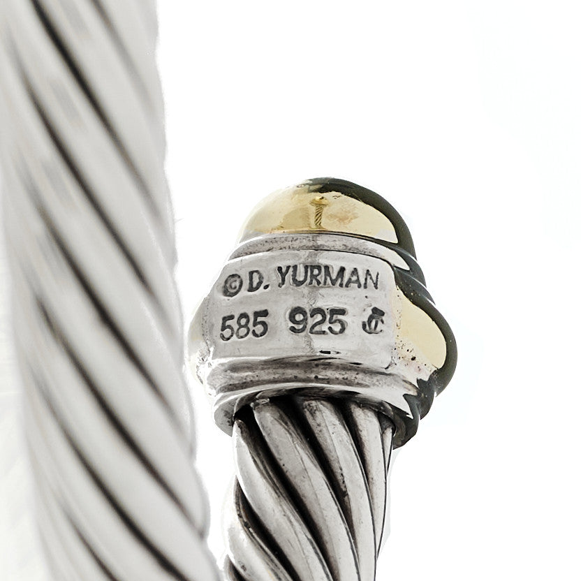 David Yurman Sterling Silver 14K Yellow Gold 7mm Cable Classics Dome Bracelet 3 of 3