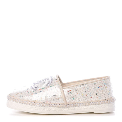 Chanel PVC Tweed CC Espadrilles 36 Ecru Blue Transparent 1 of 8