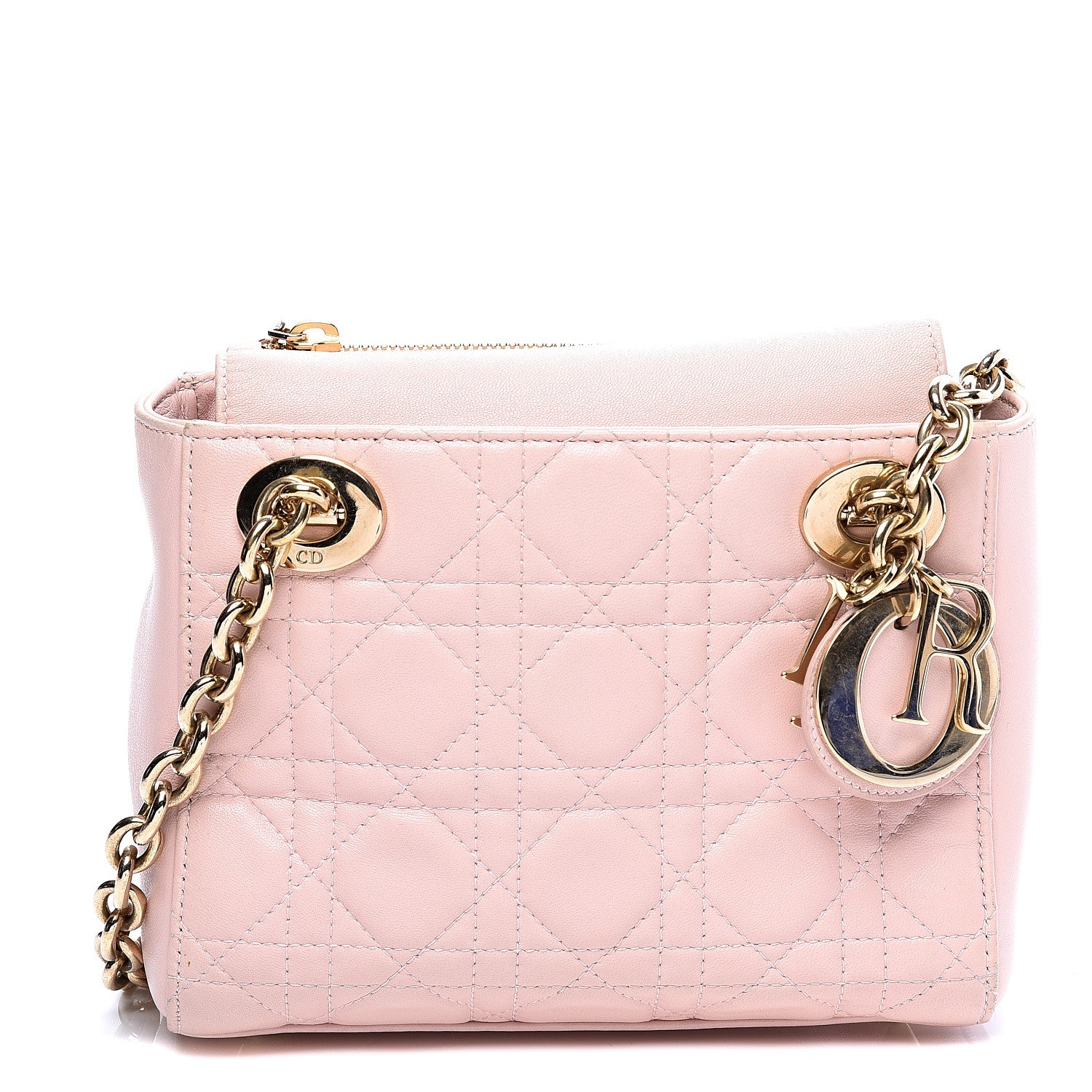 Christian Dior Lambskin Cannage Lady Dior Double Chain Bag Pink 1 of 9