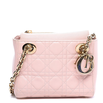 Christian Dior Lambskin Cannage Lady Dior Double Chain Bag Pink 1 of 9