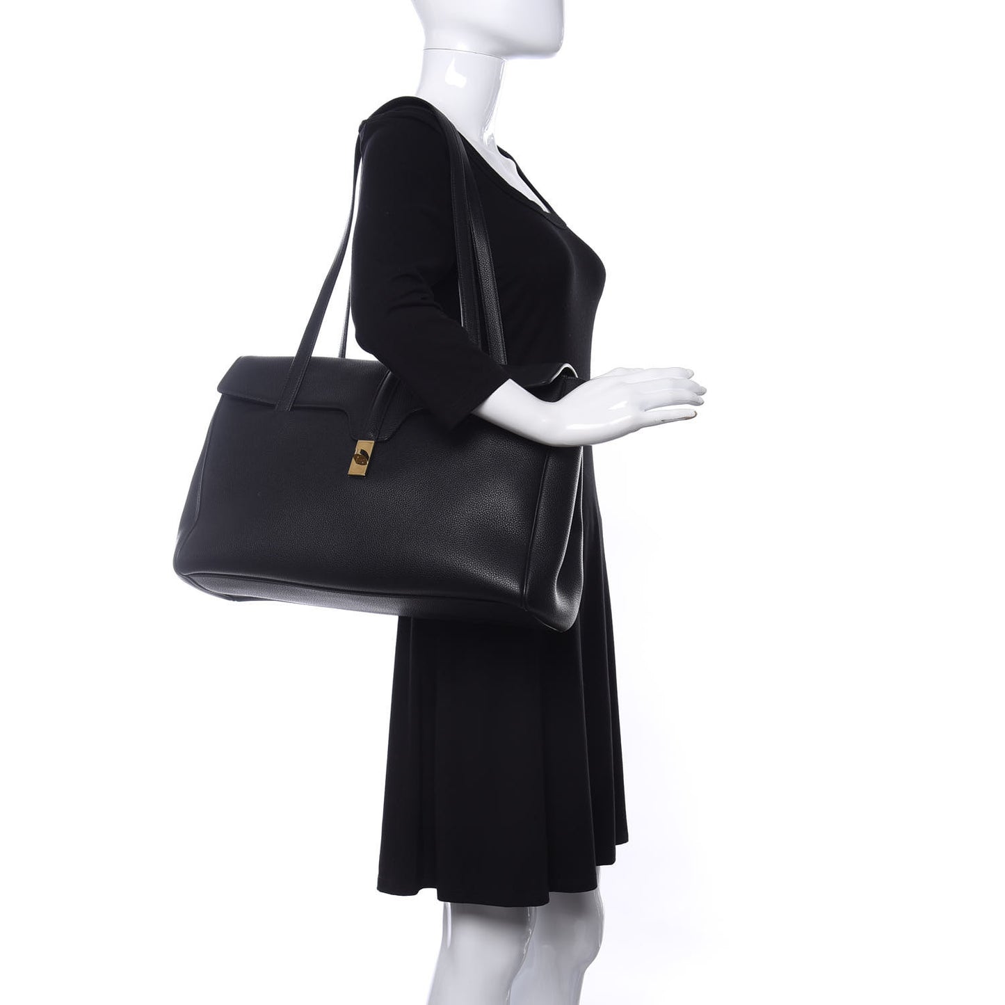 Supple Grained Calfskin Medium Soft 16 Bag Black