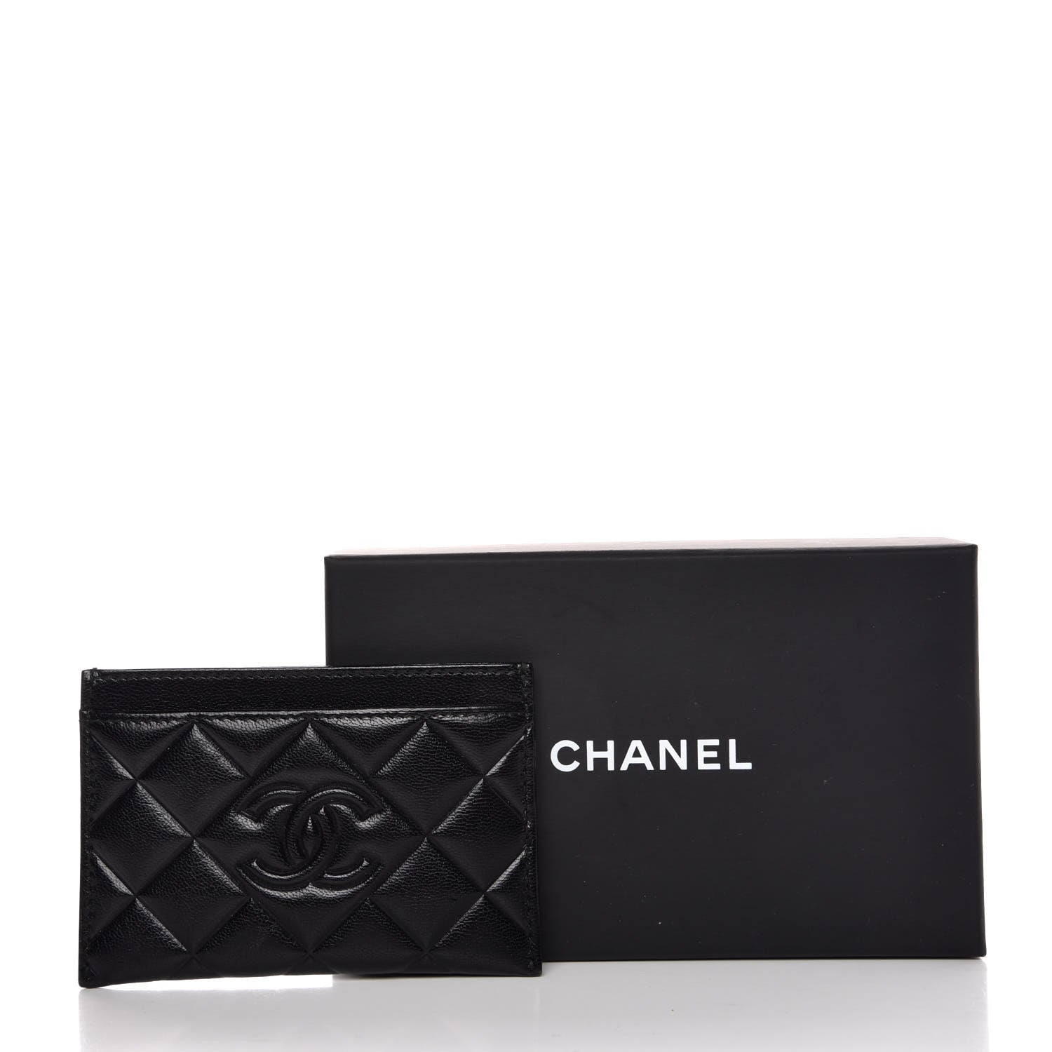 Chanel Lambskin Quilted Diamond CC Card Holder Black 9 of 9