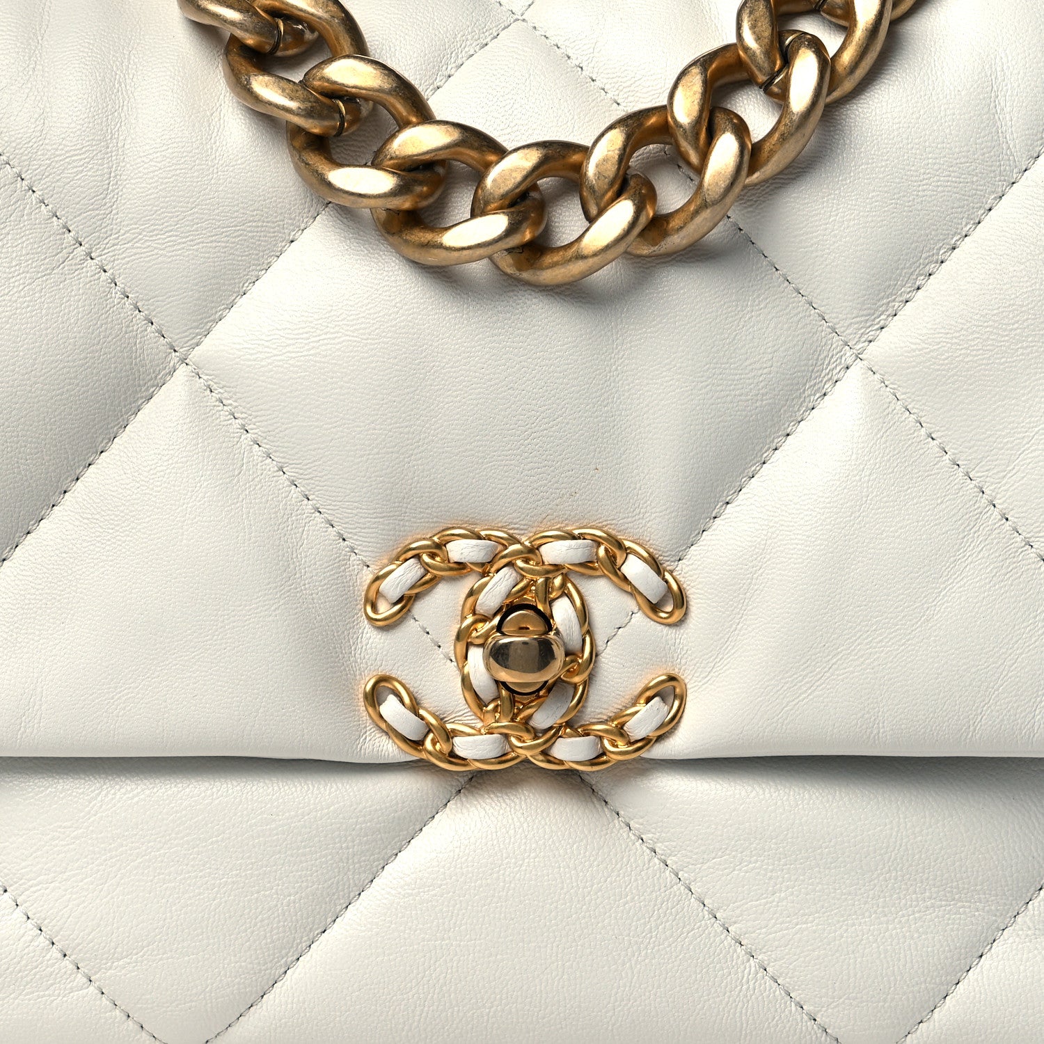Chanel Goatskin Quilted Large Chanel 19 Flap White 9 of 10