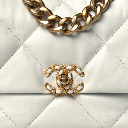 Chanel Goatskin Quilted Large Chanel 19 Flap White 9 of 10