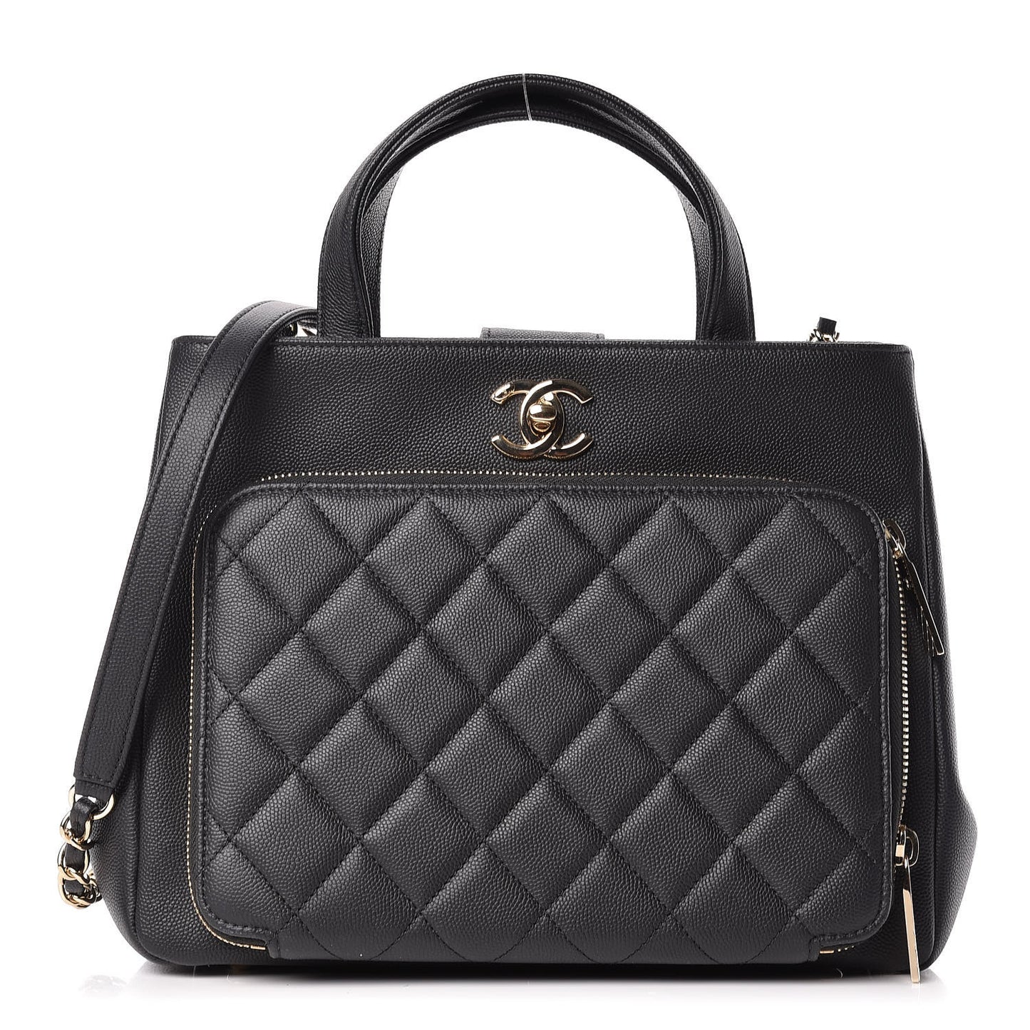 Caviar Quilted Small Business Affinity Shopping Bag Black