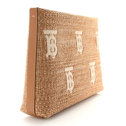 Burberry Raffia TB Duncan Pouch Natural Beige 3 of 6