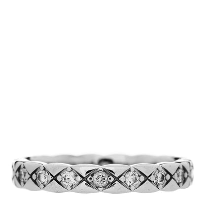 Chanel 18K White Gold Diamond Mini Coco Crush Ring 53 6.25 1 of 4