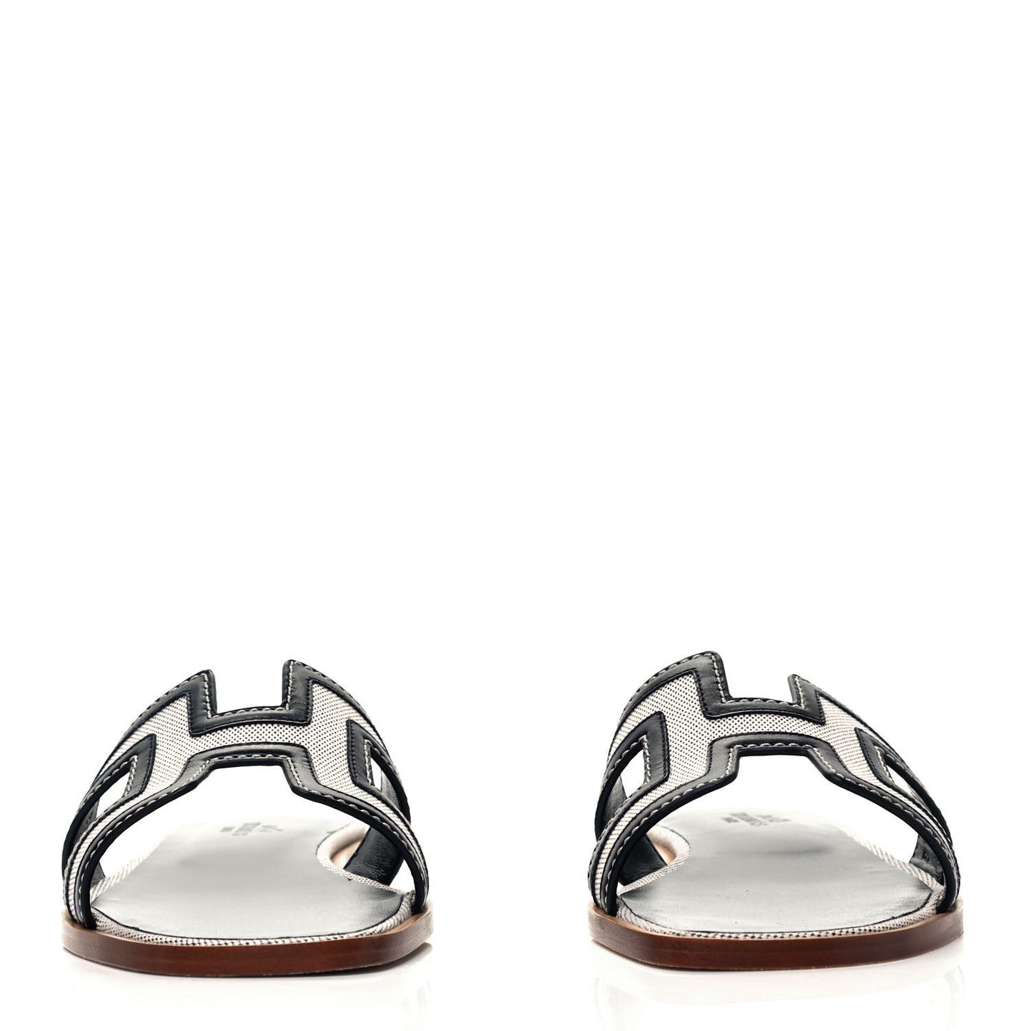 Calfskin Canvas Oran Sandals 36 Black