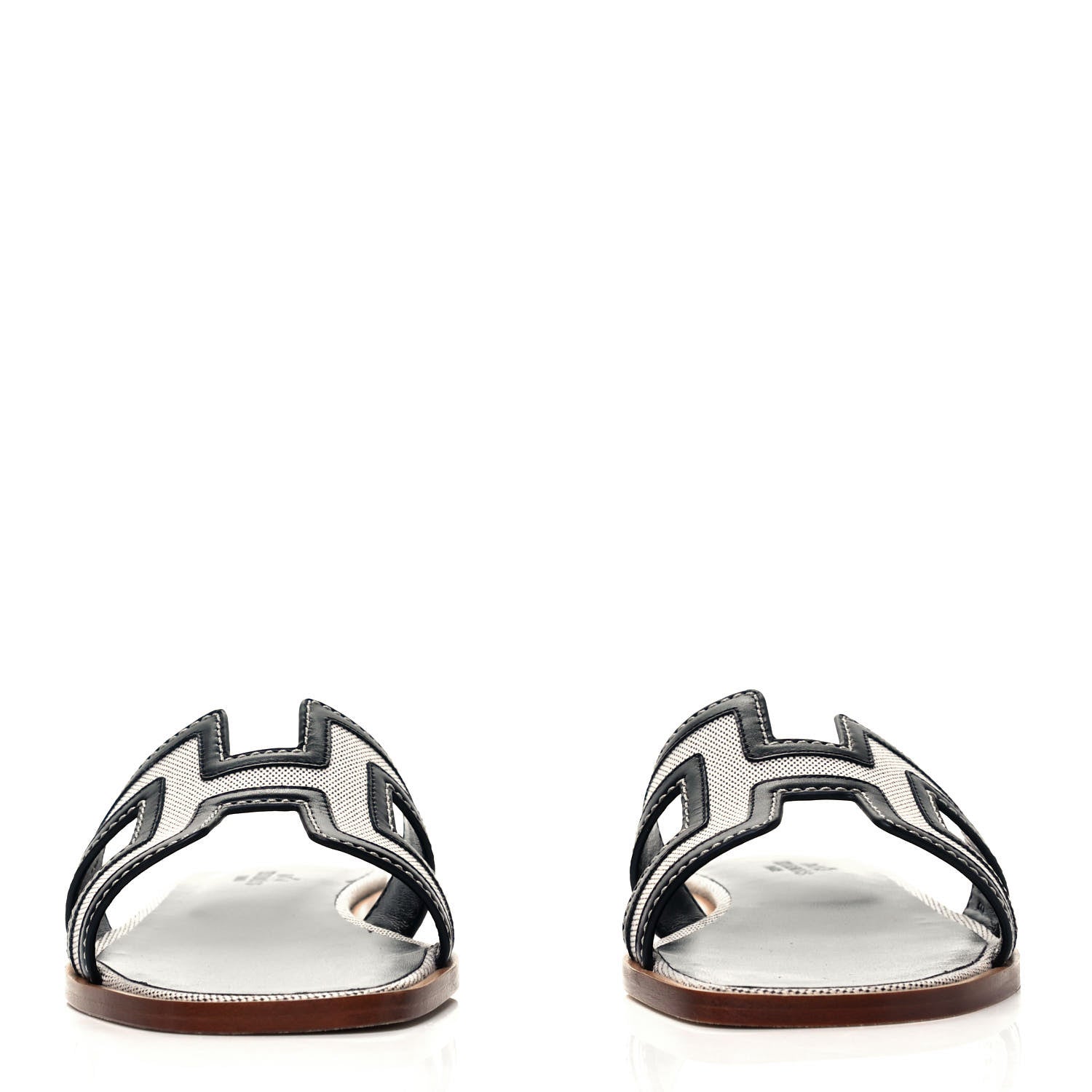 Hermes Calfskin Canvas Oran Sandals 36 Black 2 of 7