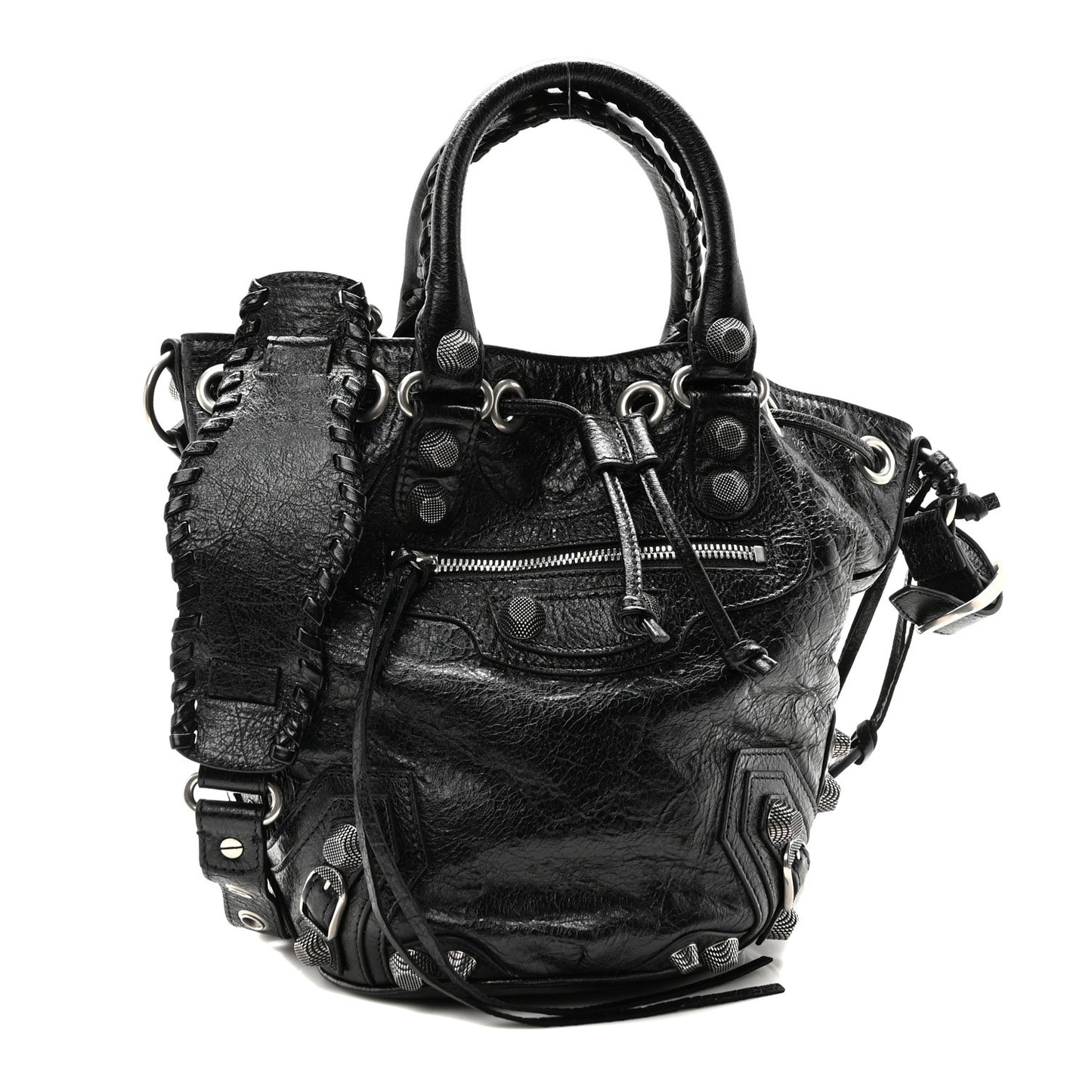 Agneau Arena Small Le Cagole Bucket Bag Black