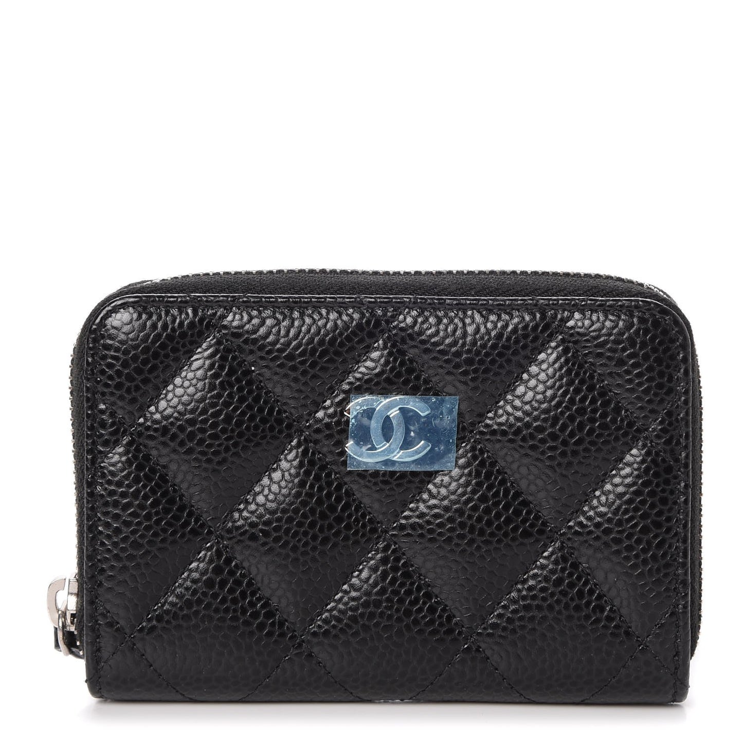 Caviar Quilted Zip Coin Purse Black