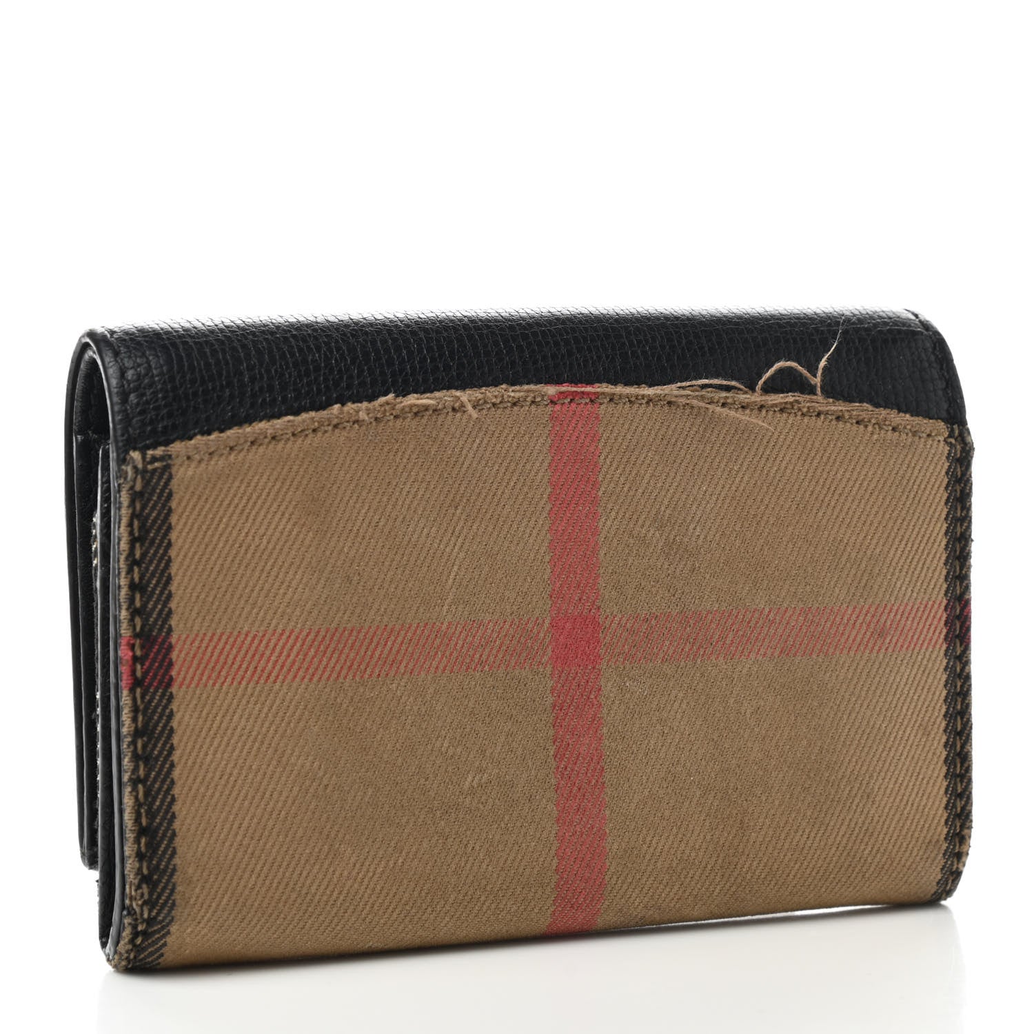 Burberry Grainy Calfskin House Check Wellington Wallet Mahogany Black 2 of 10