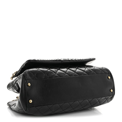 Chanel Snakeskin Glazed Calfskin Quilted Urban Mix Tote Black 4 of 10